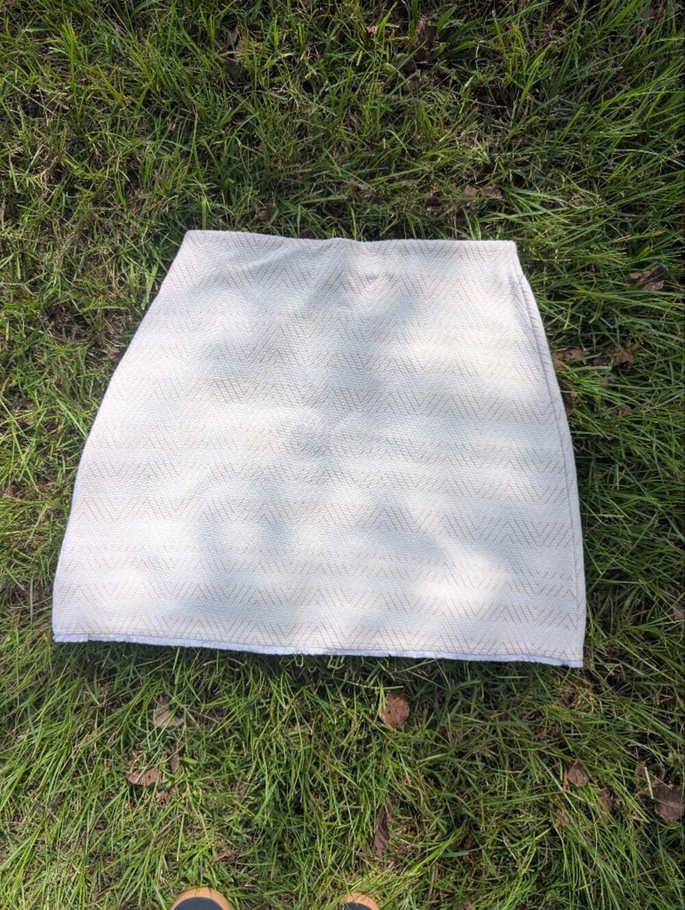Cream Chevron-Textured Mini Skirt